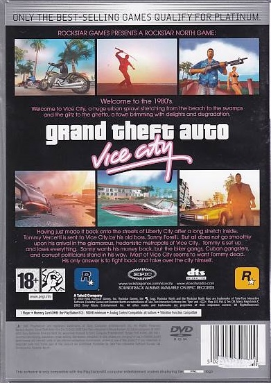 Grand Theft Auto Vice City - PS2 - Platinum (B Grade) (Genbrug)